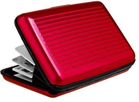 Red Color Waterproof Business ID Credit Card Wallet Holder Aluminum Metal Pocket Case Box