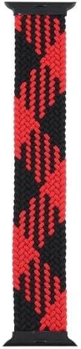 Buckle Mixed Color Nylon Braided Single Loop Watch Band For iWatch 42/44/45/49mm Red&Black