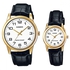 Casio His & Hers White Dial Leather Band Couple Watch - MTP/LTP-V001GL-7BUDF