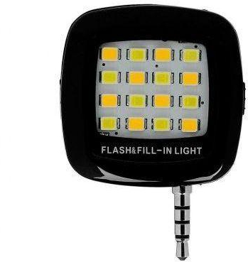 Mini Portable Selfie Flash Light 16 LEDS Flash Fill Light Match With Selfie Stick Monopod Tripod Mobile (Black)
