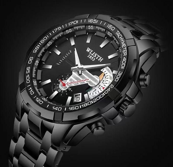 Wlisth Luxury Men's Watches Stainless Steel Band Fashion Waterproof Quartz Watch