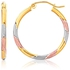 10k Tri-Color Textured Hoop Earrings (1inch Diameter)-rx36494