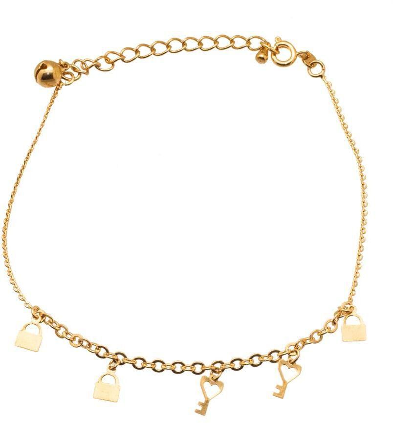 JewelMarket Women's Gold Plated Alloy Anklet (ANK1)