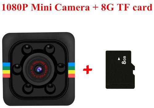 SQ11 PRO Mini Camera HD 1080P Night Vision Camcorder Car DVR Infrared Video Recorder Sport Small Camera Support Hiden TFcard JUN(1080P And 8G TF Card)
