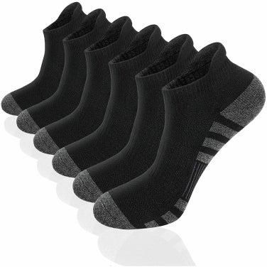 ELECDON Athletic Running Socks, Ankle Socks Low Cut Athletic Cushioned Running Tab Socks 6 Pack, Cushioned Breathable Low Cut Sports Tab Socks for Men and Women