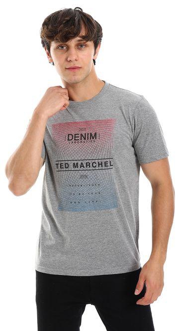Ted Marchel Printed Pattern Short Sleeves T-Shirt - Heather Gray