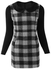 Elikang Casual Flat Collar Long Sleeve Spliced Plaid Women's Dress - XL Size - BLACK AND GREY