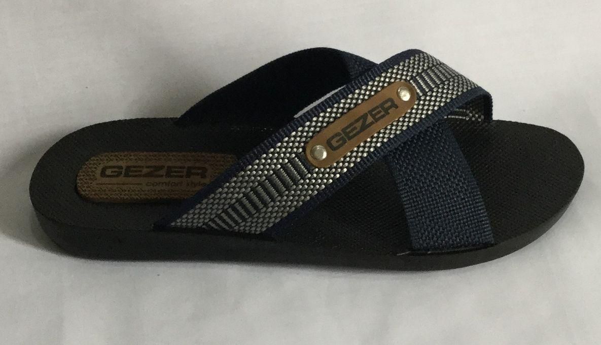 Gezer Men's Quality Cross Design Slippers - Blue