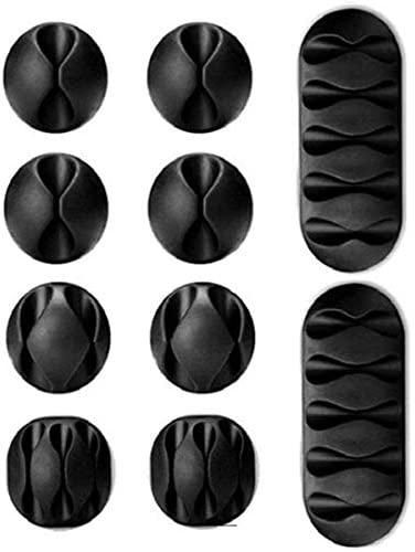 Cable manager 10pcs Cable Organizer Silicone USB Cable Winder Flexible Cable Management Clips Cable Holder For Mouse Headphone Earphone for Kitchen School Office dmqpp (Color : Black)