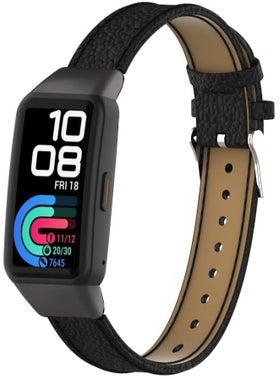 High Quality Leather Honor Band 5 / Band 4 Smartwatch Strap - Black