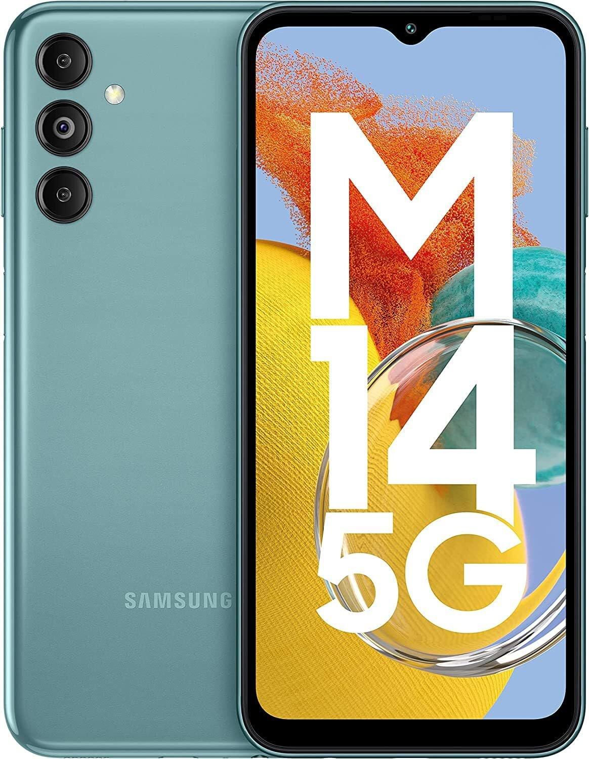 Samsung Galaxy M14, 6GB, 128GB, 5G, Smoky Teal (50MP Triple Cam, 6000mAh Battery, 5nm Octa-Core Processor, 12GB RAM With RAM Plus, Android 13, Without Charger)