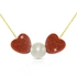 Vera Perla 18K Solid Gold Heart Sunstone Pearl Necklace [18KHSN]