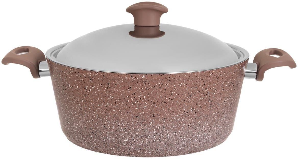 Get Londra Granite Pot with Stainless Steel Lid, 30 cm - Brown with best offers | Raneen.com