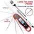 Digital Instant Read Meat Thermometer, Rumanle Waterproof Food Thermometer with Backlight LCD, and Long Foldable Probe for Kitchen, Outdoor Cooking, BBQ, and Grill - Red