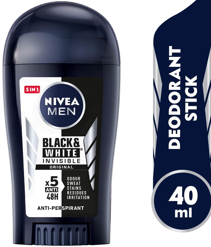 Nivea, Deodorant Stick, Invisible Black & White, for Men - 40 Ml