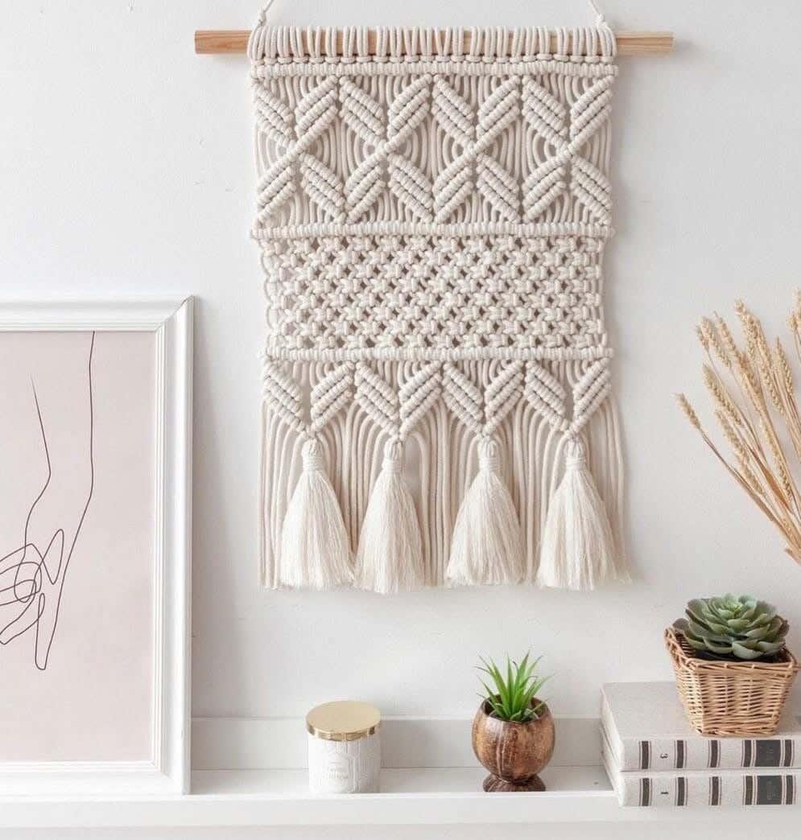 Get Macrame Wall Decor, Cotton, 40X50 Cm - Off White with best offers | Raneen.com