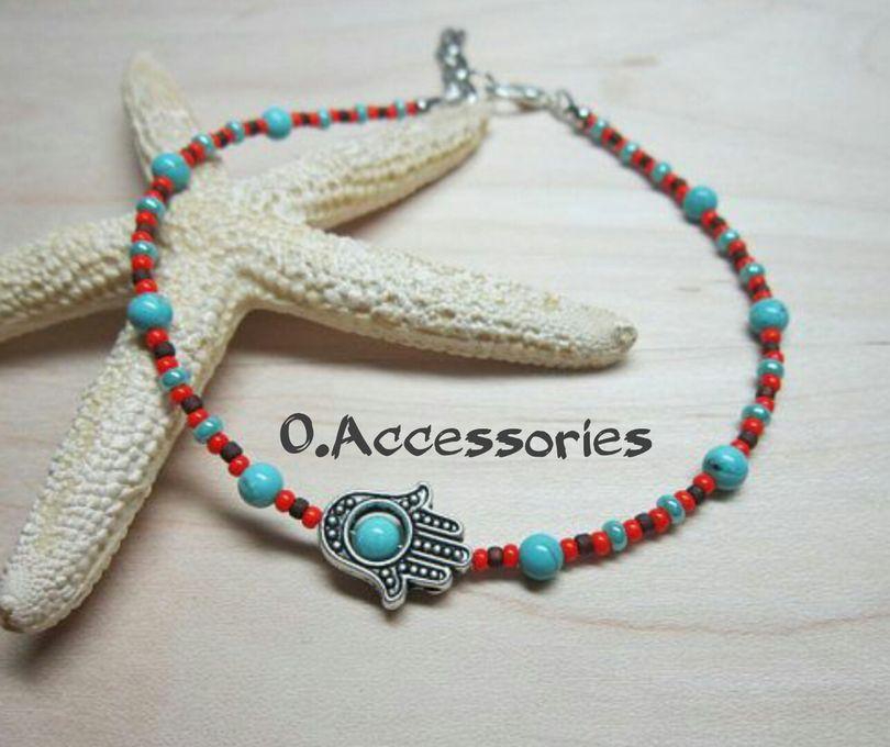 O Accessories Anklet Blue Turquoise Stone_chain Silver