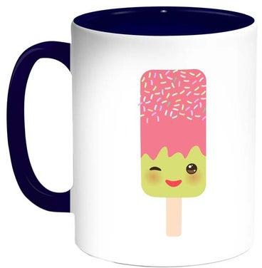 Cartoon Ice Cream Printed Coffee Mug Pink/Blue/White