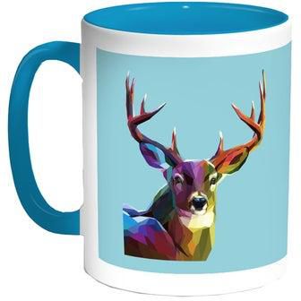 Abstract Art Deer Printed Coffee Mug Blue/Purple/White 11ounce