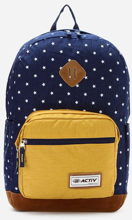 Activ Stars Backpack - Navy Blue & Yellow