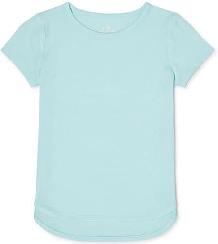 Girls Solid Short Sleeve Plain T-shirt - Aqua