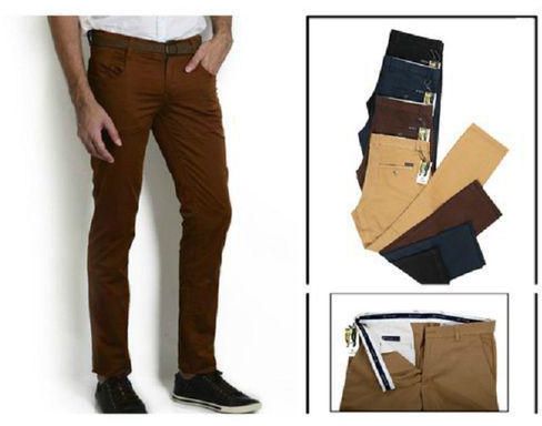 Generic Men's Khaki Pants 4 pack -Slim Fit- Black ,navy Blue, Brown ,Beige