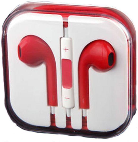 Earphones Headphones With Remote Mic Volume Controls for iPad iPhone 5 5S 5C Red