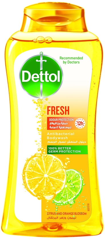 Dettol, Shower Gel, Antiseptic Fresh with Lemon and Orange Blossom - 250 Ml