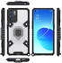 For Oppo Reno 6 5G , Space Capsule Pattern Case Cover - With Ring Holder Kickstand And Short Lanyard - Transparent / Black