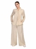 Smoky Egypt Solid Linen Shirt With Ruffled Trim - Beige