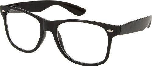 Nerd Glasses Wayfarer Black Frame Clear Lens Free Micro Fiber Bag!