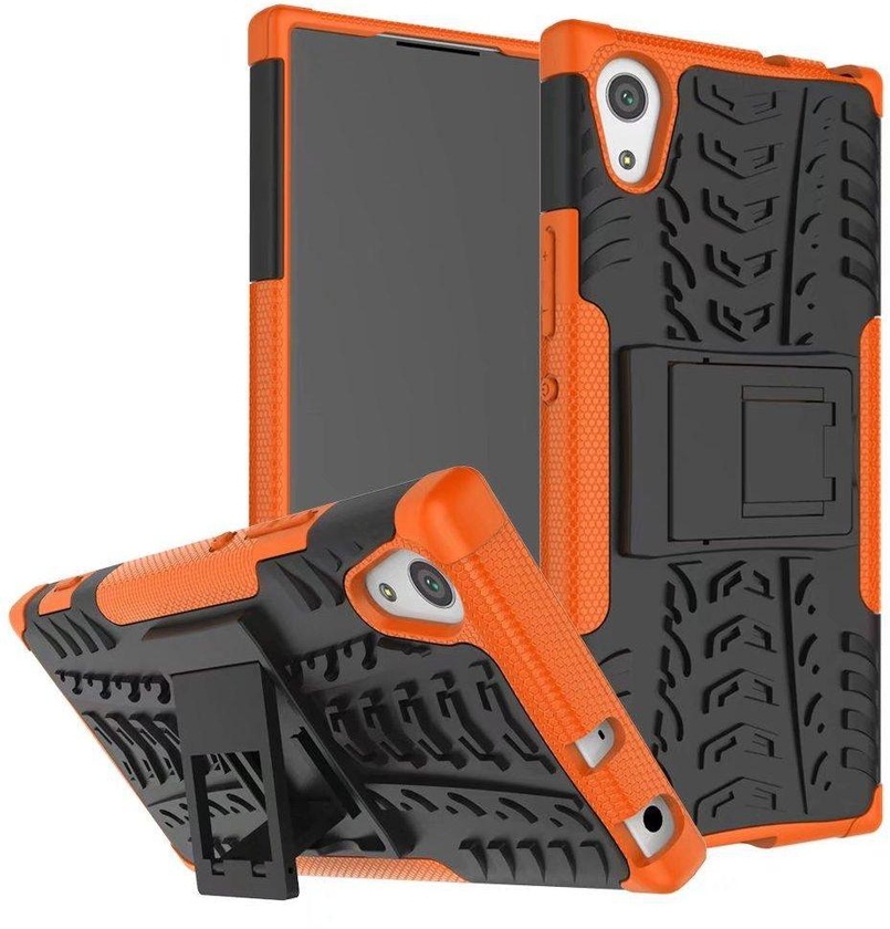 Sony Xperia XA1 Ultra -Hybrid TPU Armor Silicone Rubber Hard Back Impact Stand Case Cover Orange
