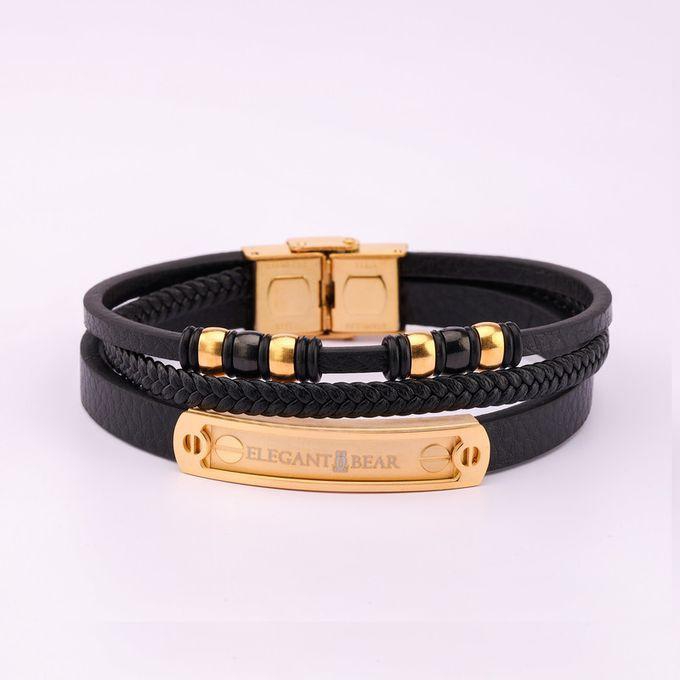 Elegant Bear EB Genuine Leather Bracelet With Lock Clasp