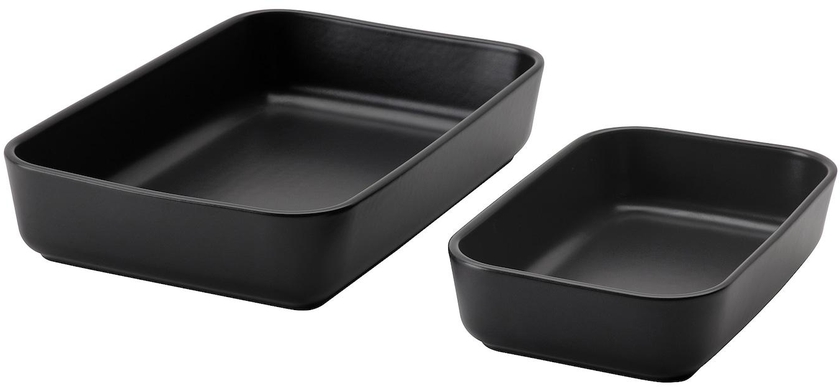 LYCKAD Oven/serving dish set of 2 - dark grey