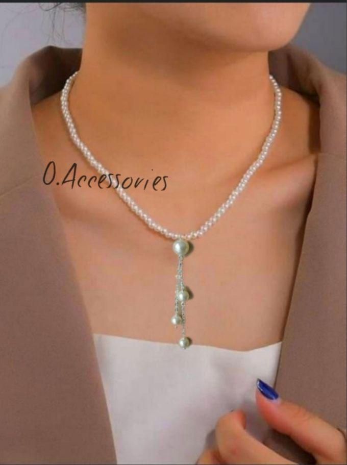 O Accessories Necklace Chain Silver Metal _ White Pearls
