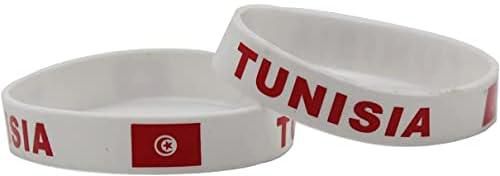 2 pcs of Tunisia Soccer Sports Fans silicone Wristbands Sports Accessories for Men and Women