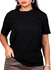 Black Cotton Basic T-Shirt, Tee Crew Neck, Short Sleeve, Size m, For Women's.