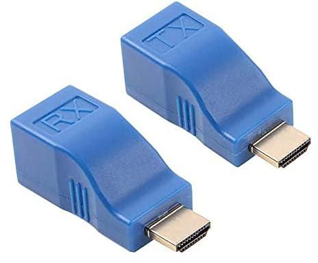 LDOC HDMI Extender Adapter, HDMI to RJ45 Ethernet Network Converter Over by Cat5-e/6 Cable Splitter 1080p up to 30m/98ft Repeater for HDTV HD TV DVD PS4 STB, 100 Feet