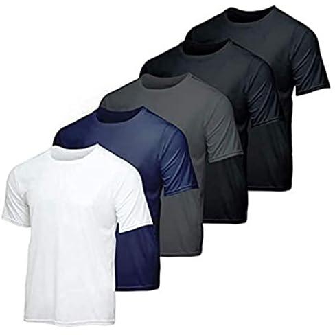 Men's Active Quick Dry T-Shirts | Athletic Running Gym Workout Short Sleeve Tee | Pack Of 5 XS Multicolor Basic_Bwn_XS