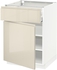 METOD / MAXIMERA Base cabinet with drawer/door - white/Voxtorp high-gloss light beige 60x60 cm