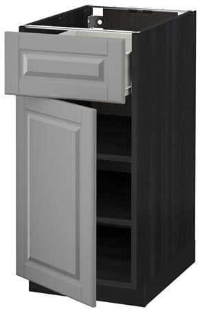 METOD / FÖRVARABase cabinet with drawer/door, black, Bodbyn grey