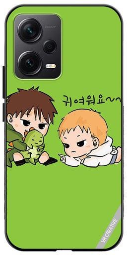 Protective Case Cover For Xiaomi Redmi Note 12 Discovery Two Cute Kids Playing With Dino Design Multicolour