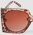 Sunglass With Durable Frame Lens Color Brown Frame Color Tiger Pattern للنساء