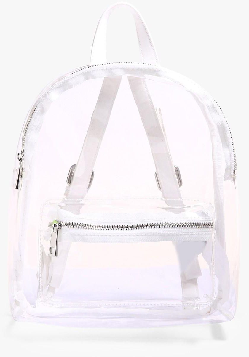 Faux Leather Trim Clear Backpack