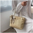 Women Straw Beach Bag Tote Shoulder Bag Stripe and Stitchwork Summer Handbag with Zipper and Silk Scarf Large Waterproof Weekender Canvas Cotton Rope Totes for Travel Gym Swim