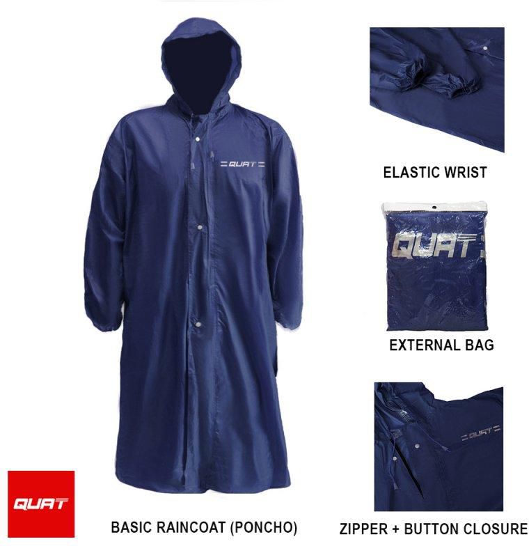 QUAT Raincoat Q52 Basic Raincoat - Poncho (Dark Blue)
