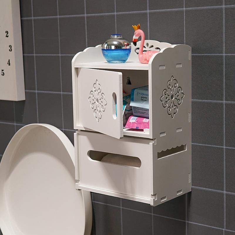 Paper towel box toilet bathroom wall hanging roll paper holder with storage shelf