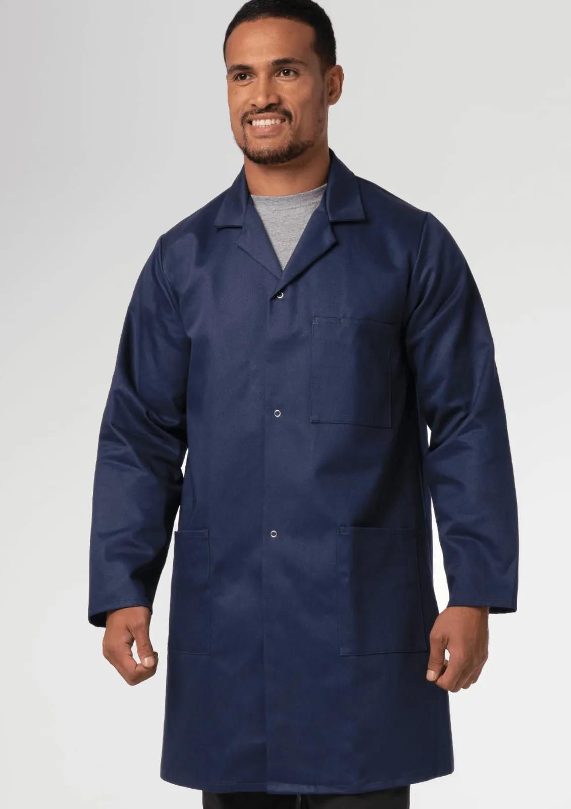 navy blue Cotton Dust coat/Lab Coat - navy blue, Knee Length