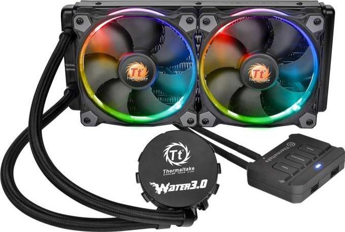 Thermaltake WATER 3.0 Dual Riing RGB High Static Pressure Fans 240 AIO Water Cooling System CPU Cooler | CL-W107-PL12SW-A