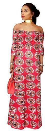 Fashion Women Boho Maxi Dress Off Shoulder Ruffled Print Long Dresses Feminine Floor Length-red